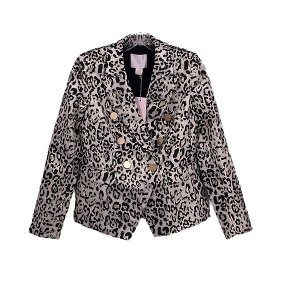 NWT RACHEL PARCELL Leopard Jacquard Blazer Sz S - Picture 2 of 9